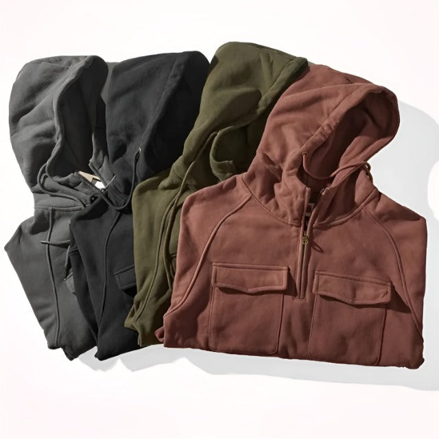Sweat à Capuche Hivernal Élégant Homme en Mélange de Coton-5