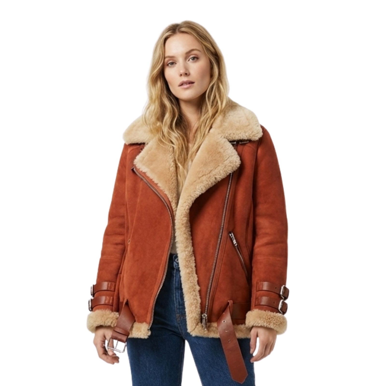 Veste Femme Chic à Boucles avec Ceinture et Poches Profondes