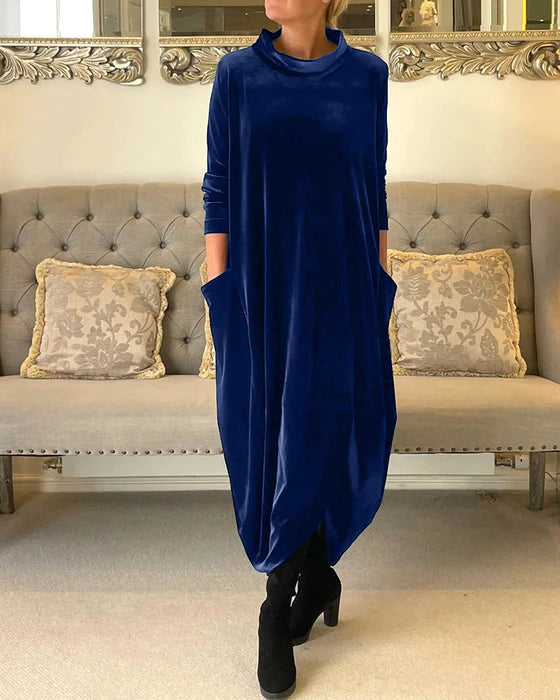 Robe d'Hiver Chic Femme en Tissu Chaud et Confortable-4