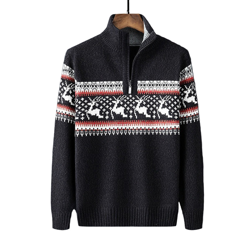 Pull à fermeture éclair pour homme – Style scandinave Parfait pour Noël et l'hiver