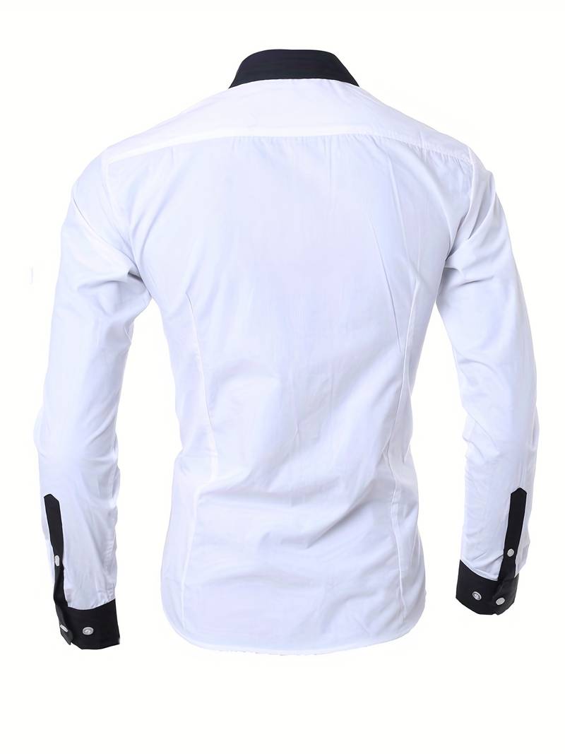 Chemise Homme Décontractée Boutonnée Contrastée 100% Coton-2