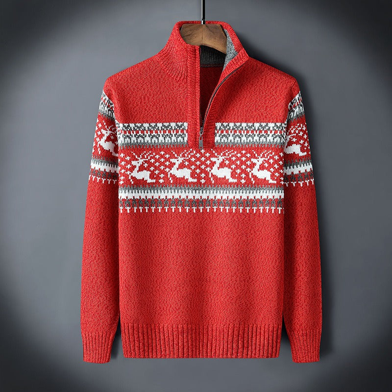 Pull à fermeture éclair pour homme – Style scandinave Parfait pour Noël et l'hiver