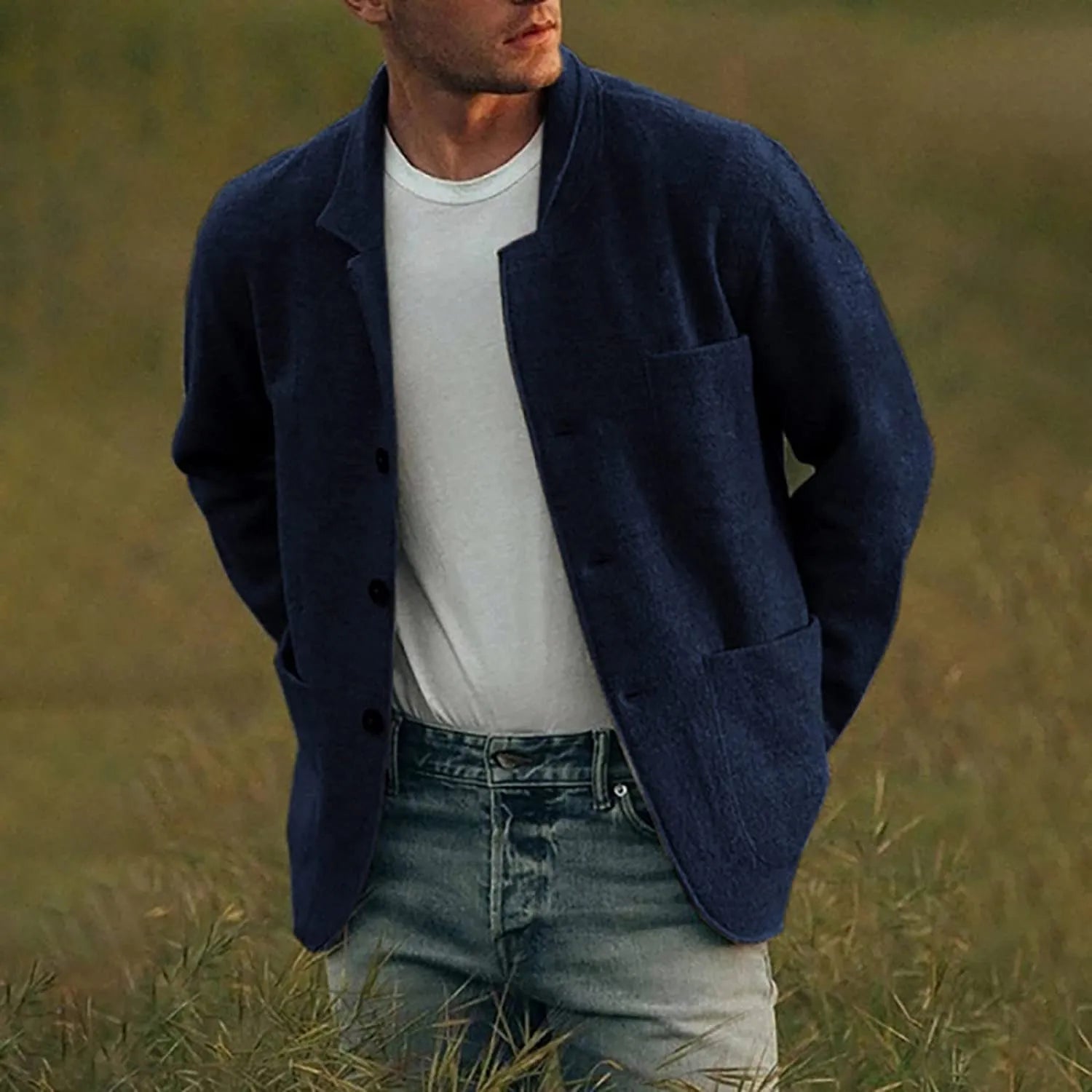 Blazer Homme Décontracté Tissu Polyvalent Ajusté 3