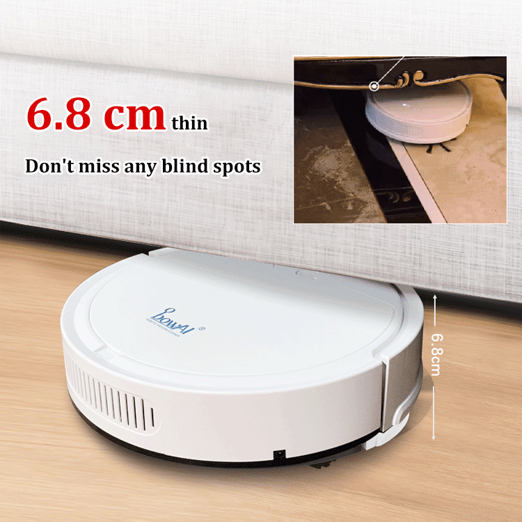 Aspirateur Robot Intelligent Sans Fil 3-en-1 Puissant Laveur Compact Plastique Durable-3