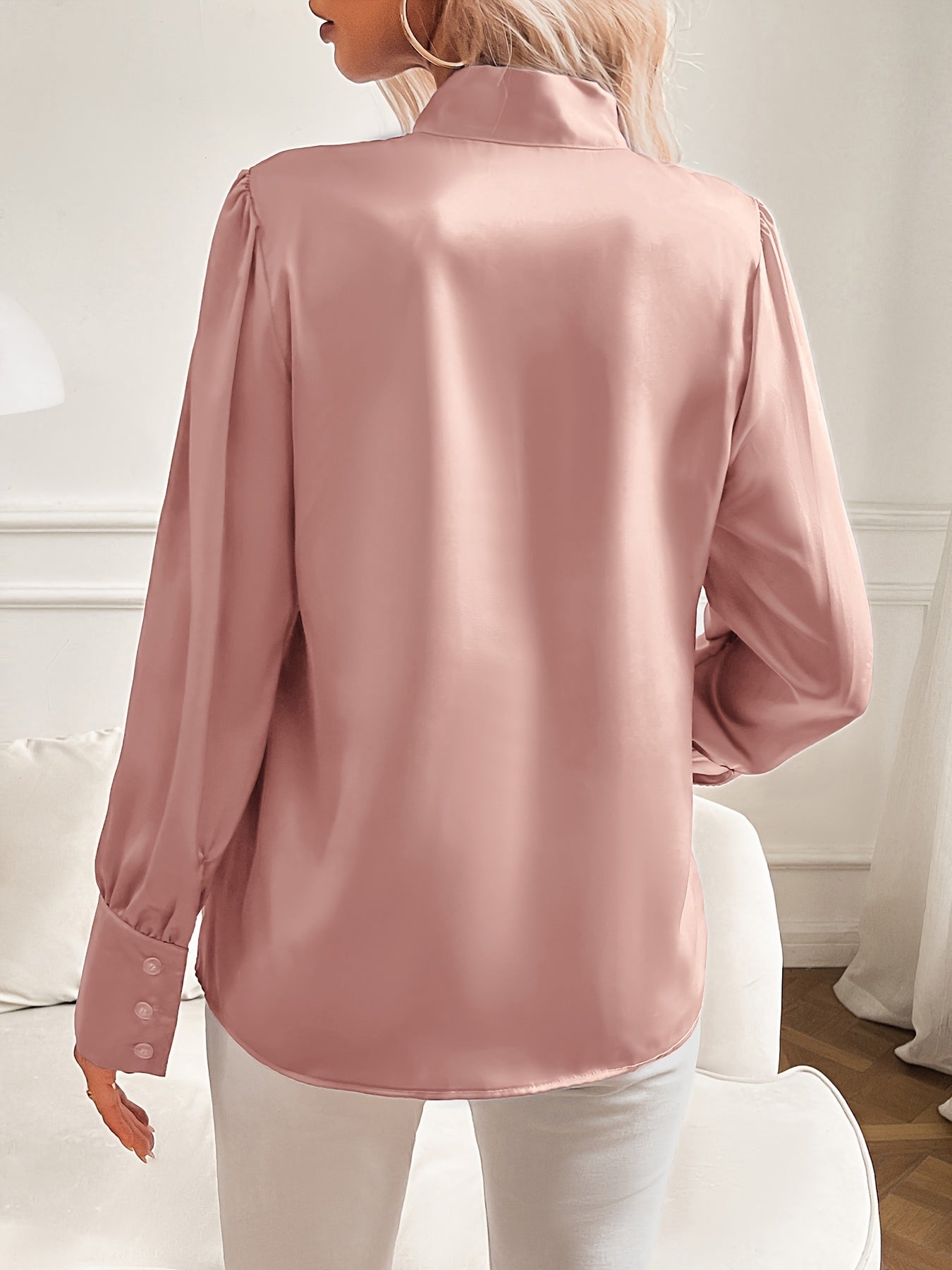 Blouse Femme Noire Chic Détail Nœud Silkelook Tissu Léger-3