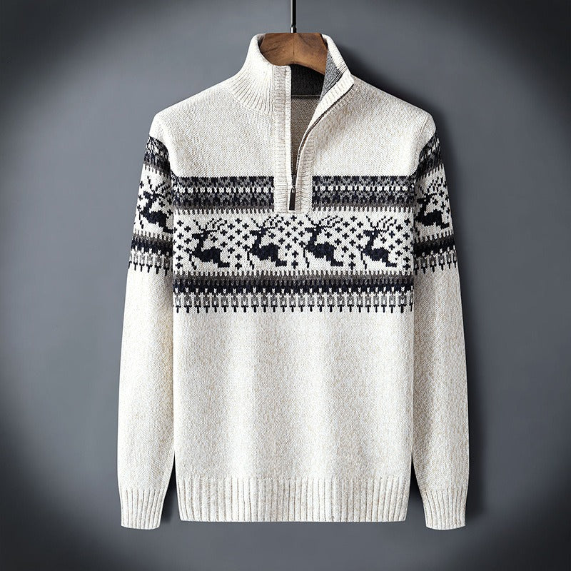 Pull à fermeture éclair pour homme – Style scandinave Parfait pour Noël et l'hiver