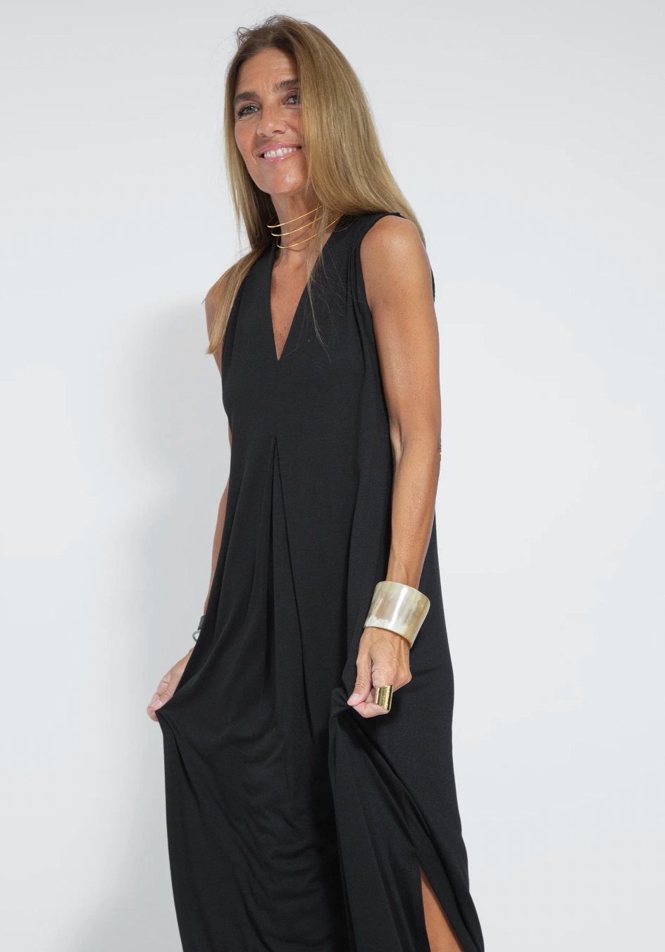 Robe d'Été Longue Femme Élégante en Tissu Léger avec Gilet-4