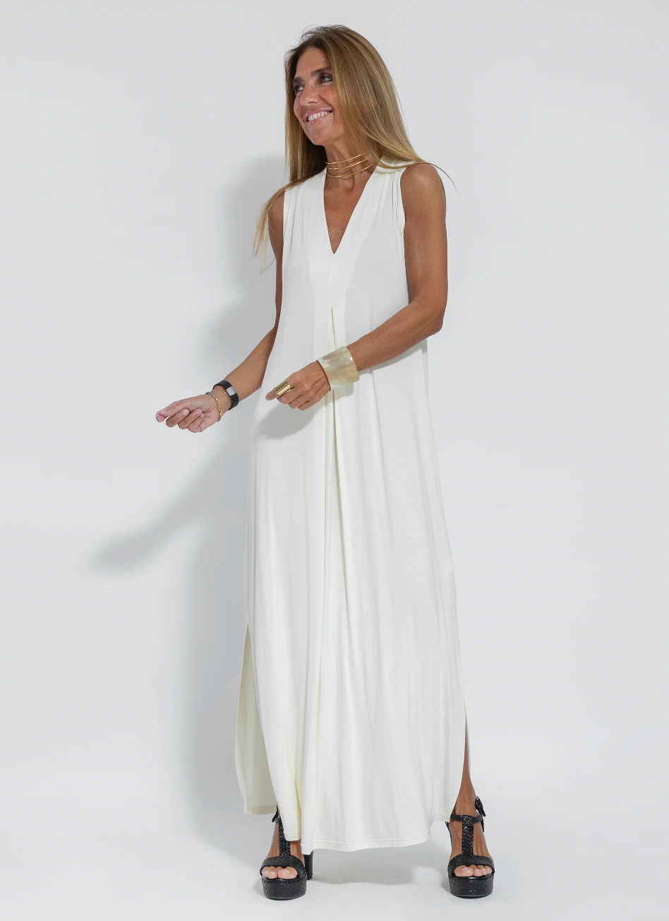 Robe d'Été Longue Femme Élégante en Tissu Léger avec Gilet-6