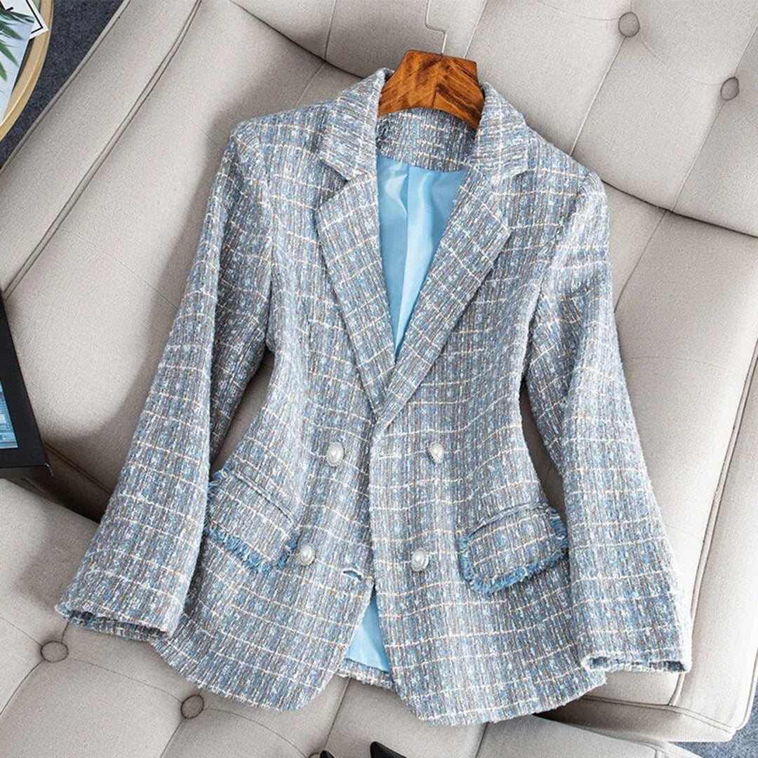 Blazer Femme Chic Ajusté avec Revers Cranté 1