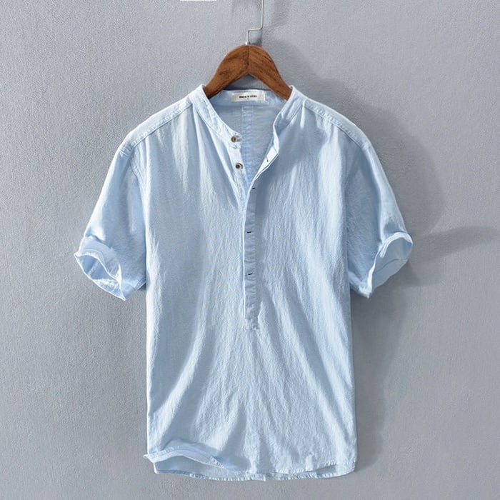 Variant image for Chemise Homme Manches Courtes Style Décontracté en Lin Respirant-10