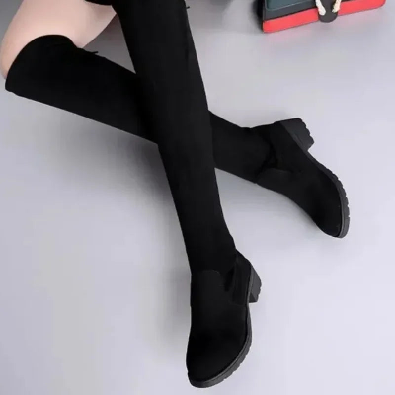 Bottes Cuissardes Femme à Talons Blocs 5