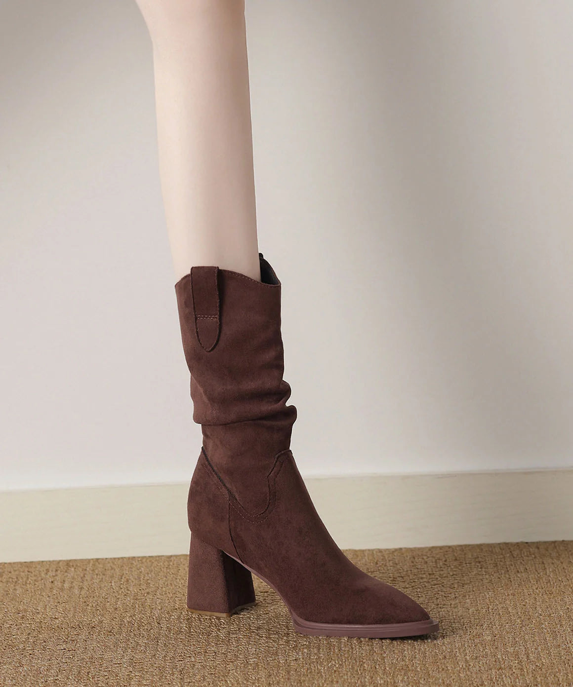 Bottes Femme Style Rétro Bout Pointu Semelle Épaisse 3