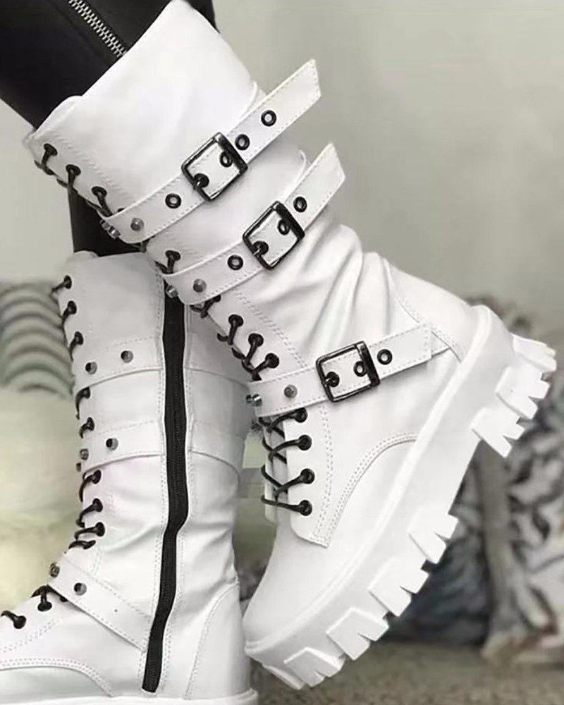 Bottes Femme avec Fermeture Éclair et Boucles 1
