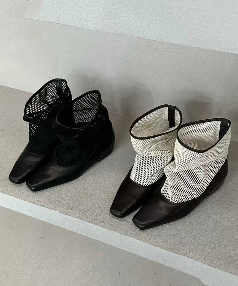 Bottes Femmes Bout Carré Avec Empiècements Aérés 0