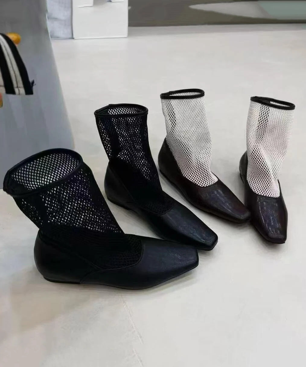 Bottes Femmes Bout Carré Avec Empiècements Aérés 3