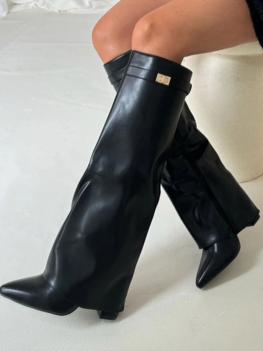 Bottes Femmes Hautes avec Détails Dorés 8