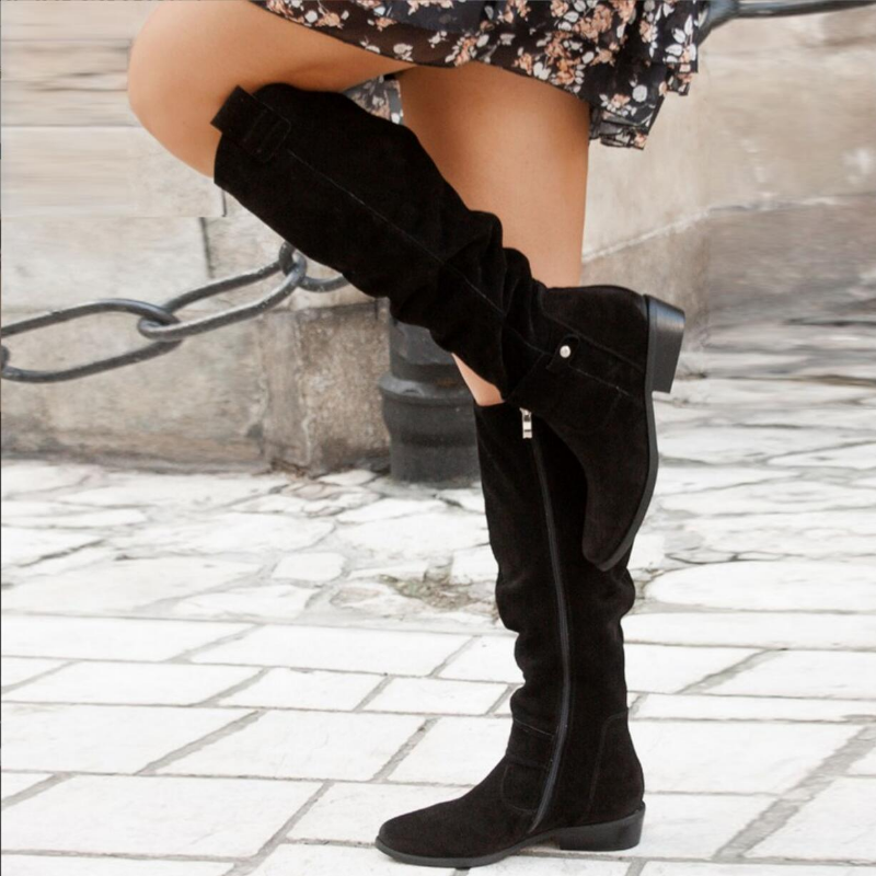 Bottes Hautes à Talon Plat pour Femme 0