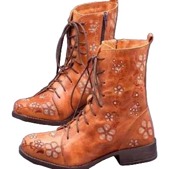Bottes Rétro à Bout Pointu avec Broderie 0