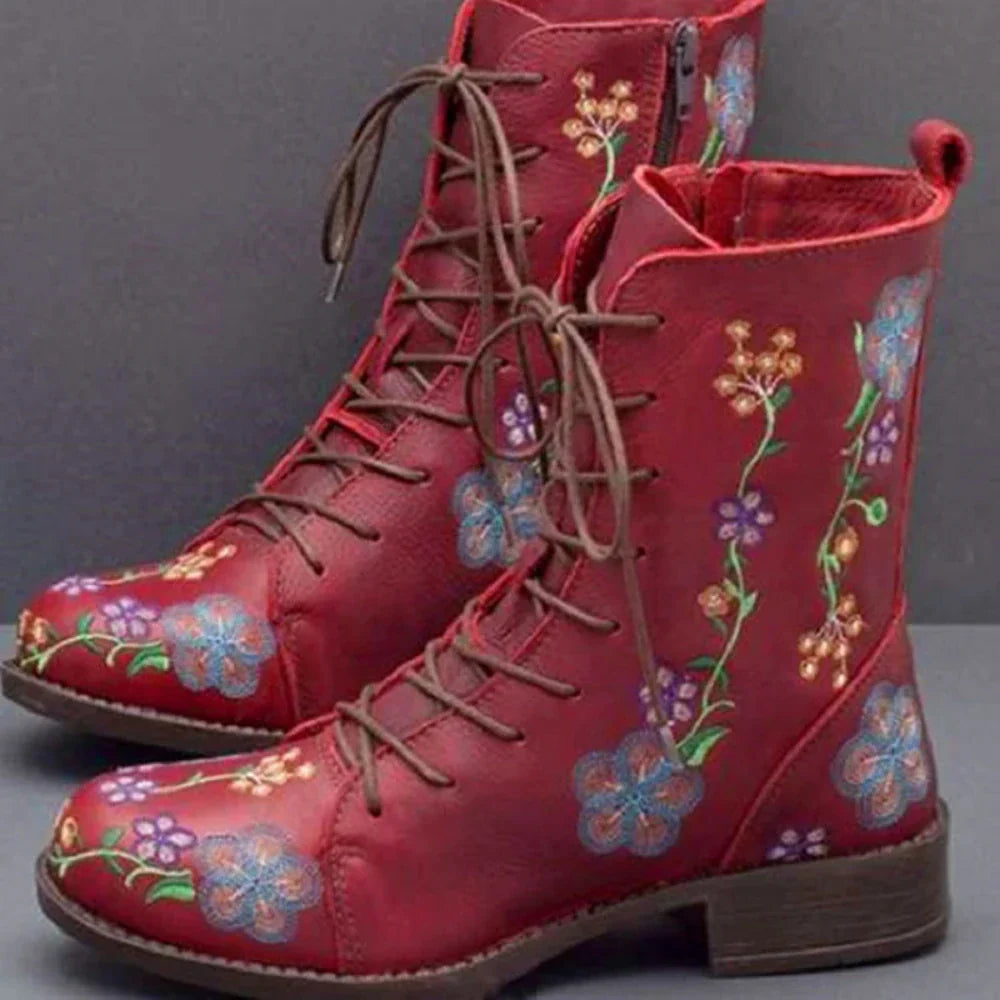 Bottes Rétro à Bout Pointu avec Broderie 1