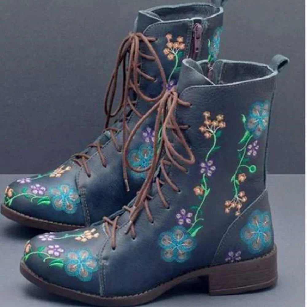 Bottes Rétro à Bout Pointu avec Broderie 3