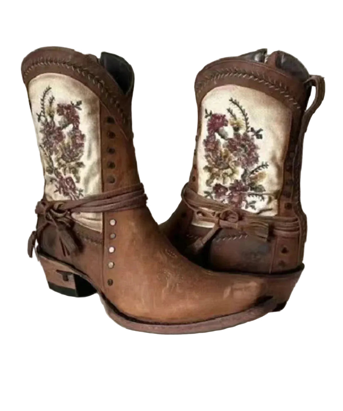 Bottes de cowgirl vintage pour femme à talon épais 0