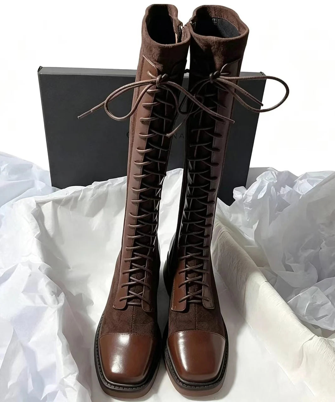 Bottes hautes à lacets pour femme style robuste 4