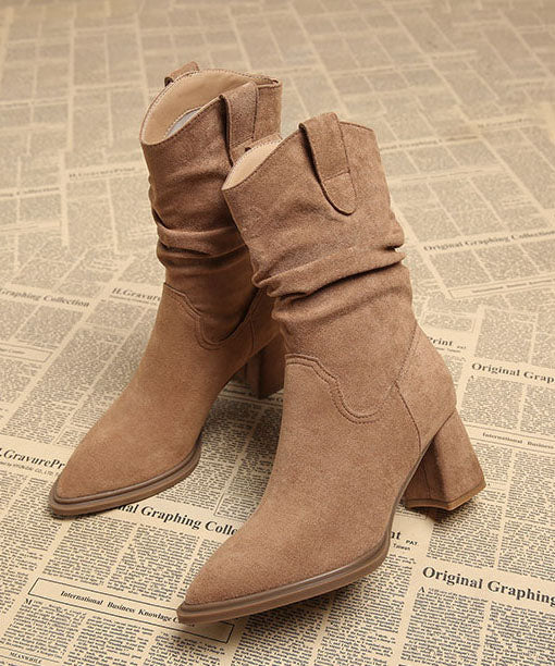 Bottes pour femme à bout pointu et semelles épaisses 1