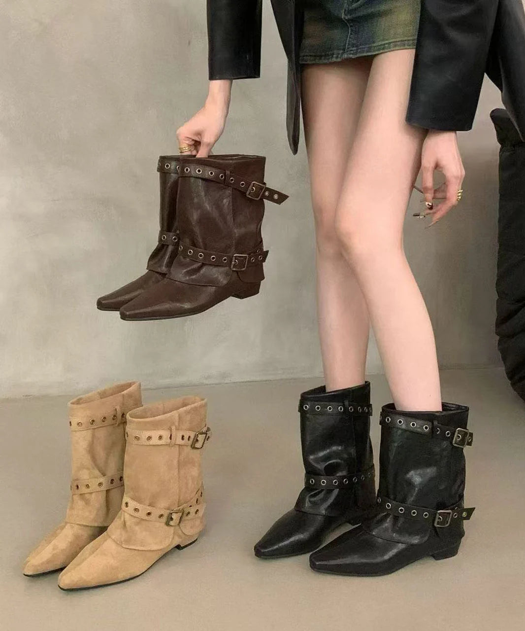 Bottines Femme Compensées Style Bohème à Bout Pointu 4