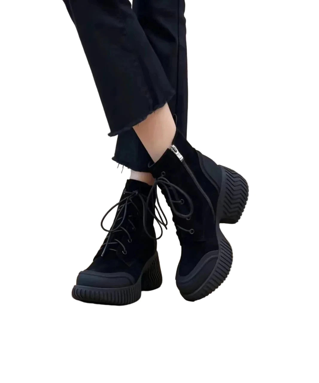 Bottines Femme à Lacets avec Plateforme et Fermeture Latérale 0