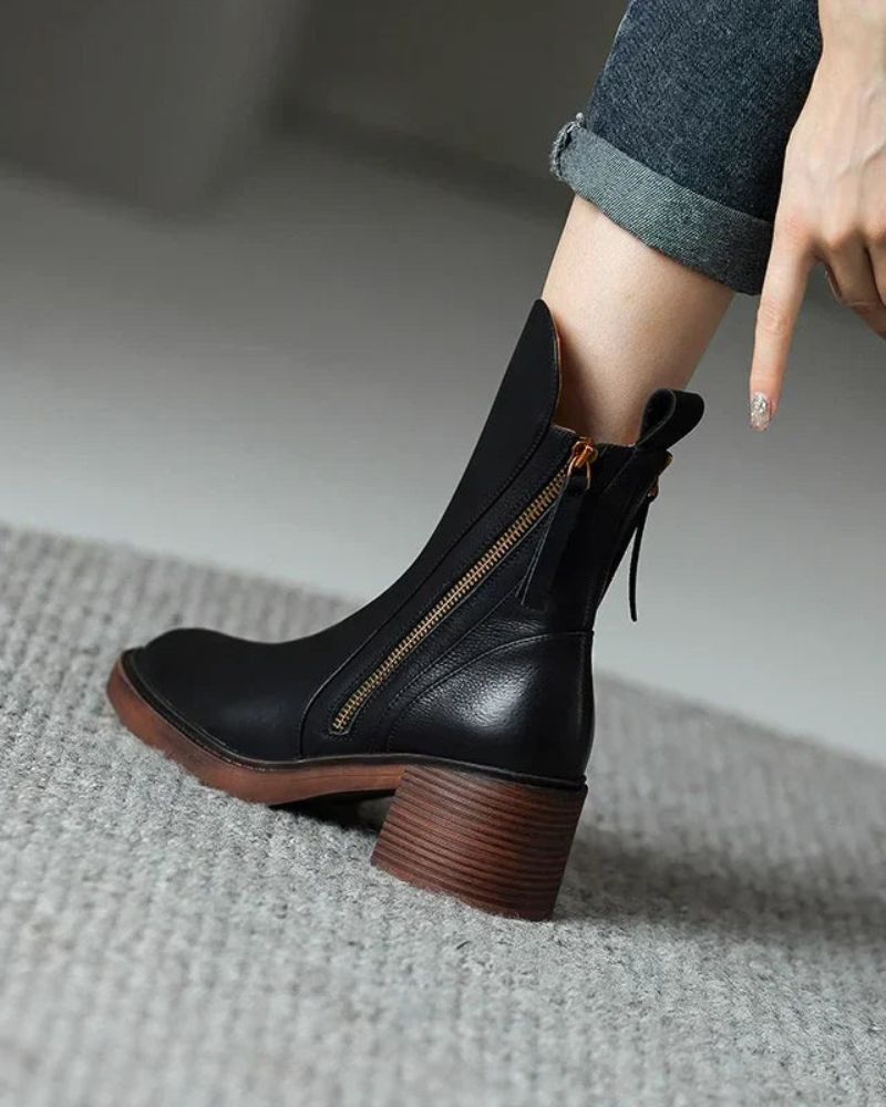 Bottines en cuir pour femmes à talons confortables 1