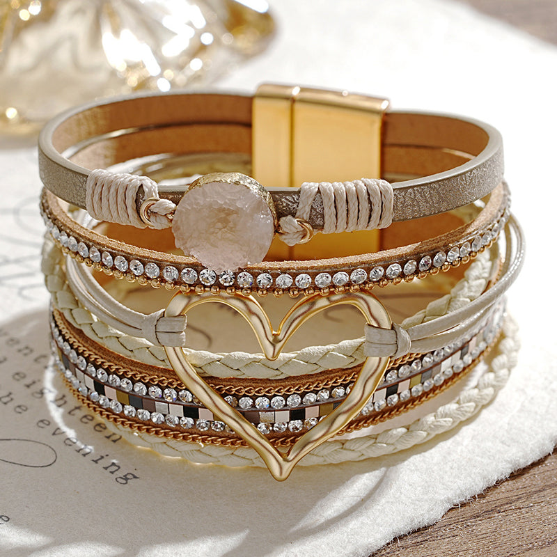 Bracelet Femme Bohème Motif Coeur Éclatant 0