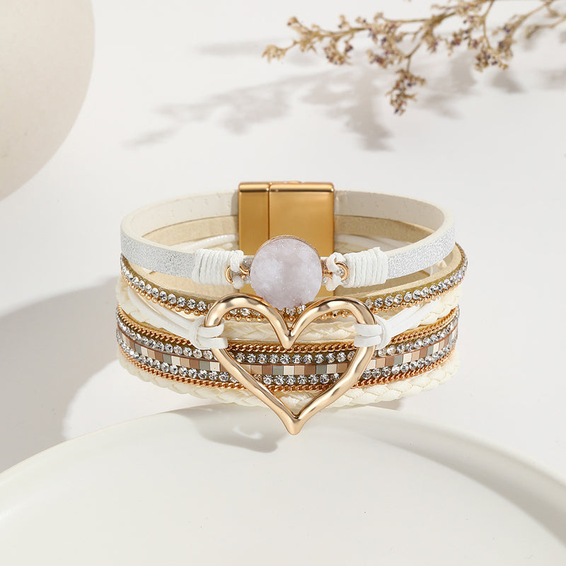 Bracelet Femme Bohème Motif Coeur Éclatant 10