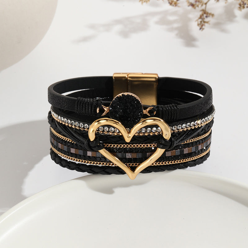 Bracelet Femme Bohème Motif Coeur Éclatant 11