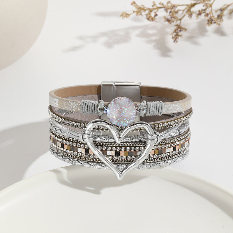 Bracelet Femme Bohème Motif Coeur Éclatant 12