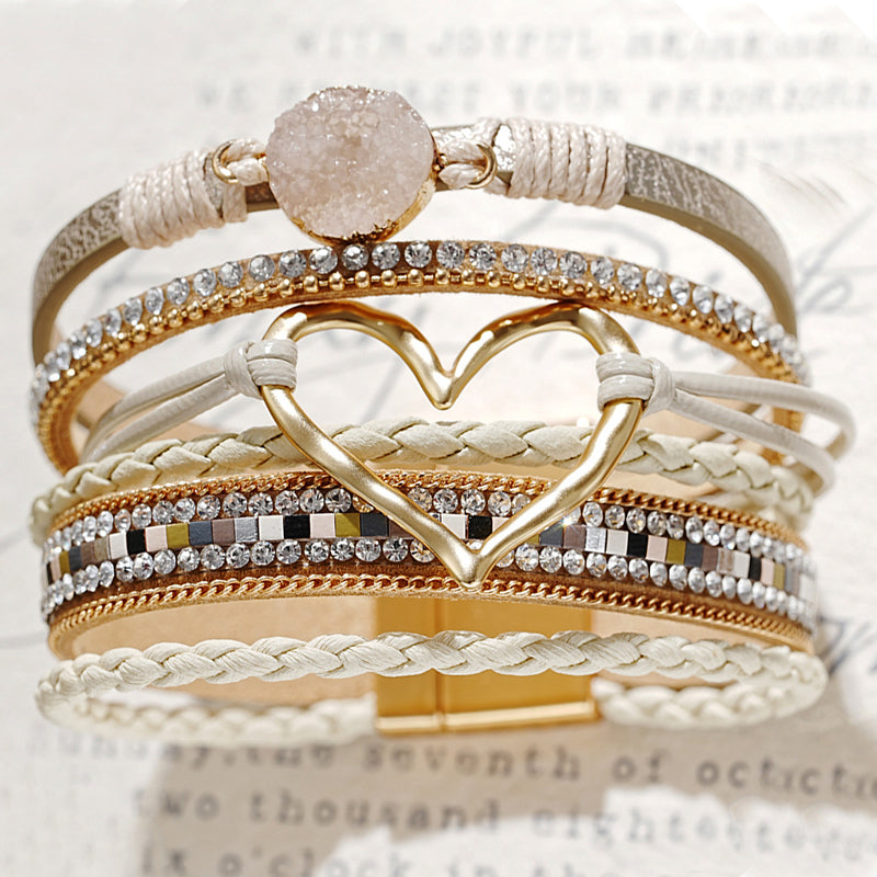 Bracelet Femme Bohème Motif Coeur Éclatant 1
