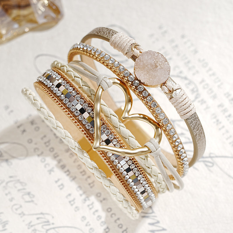 Bracelet Femme Bohème Motif Coeur Éclatant 2