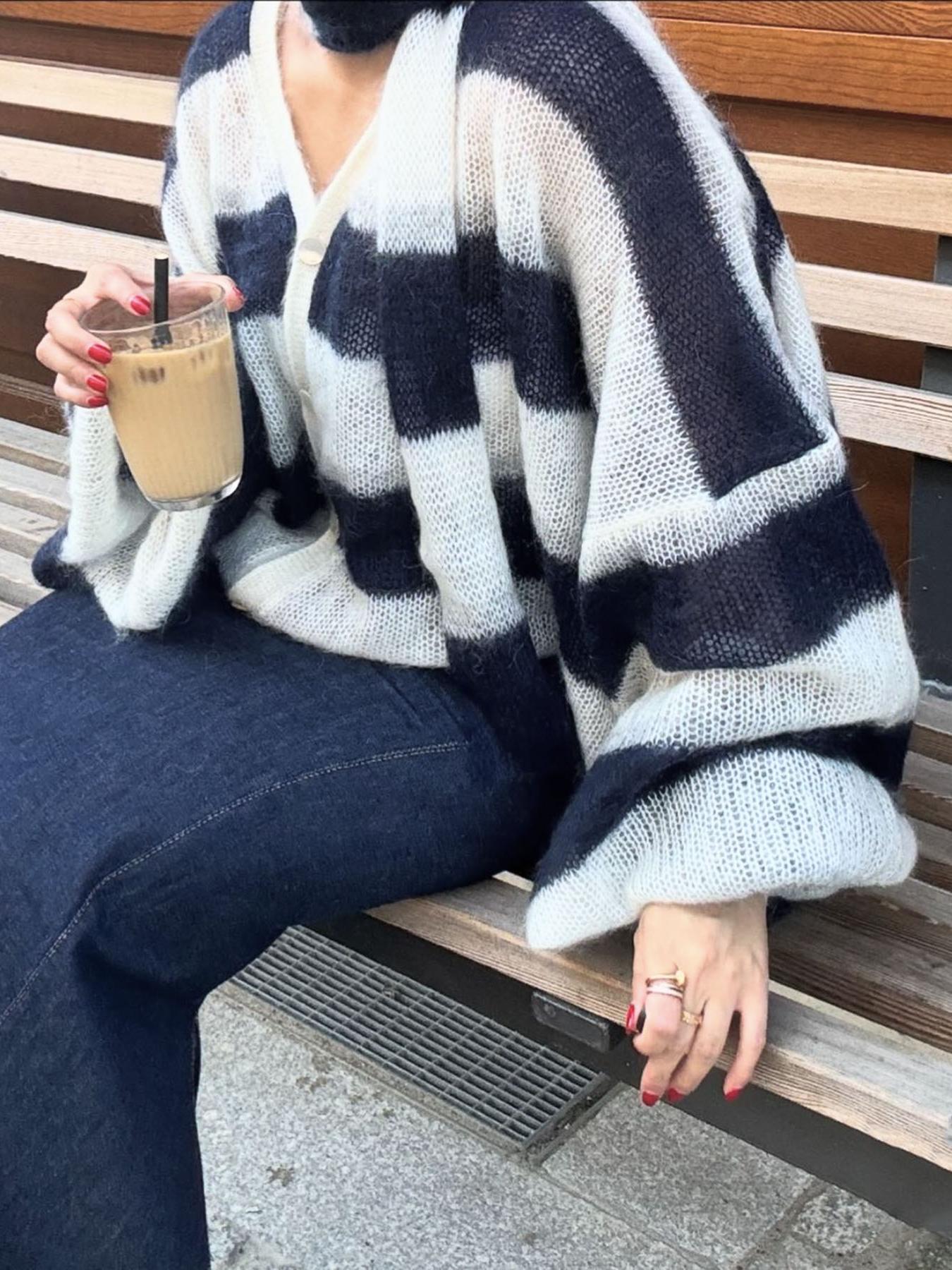 Cardigan Ample à Rayures pour Femme 2