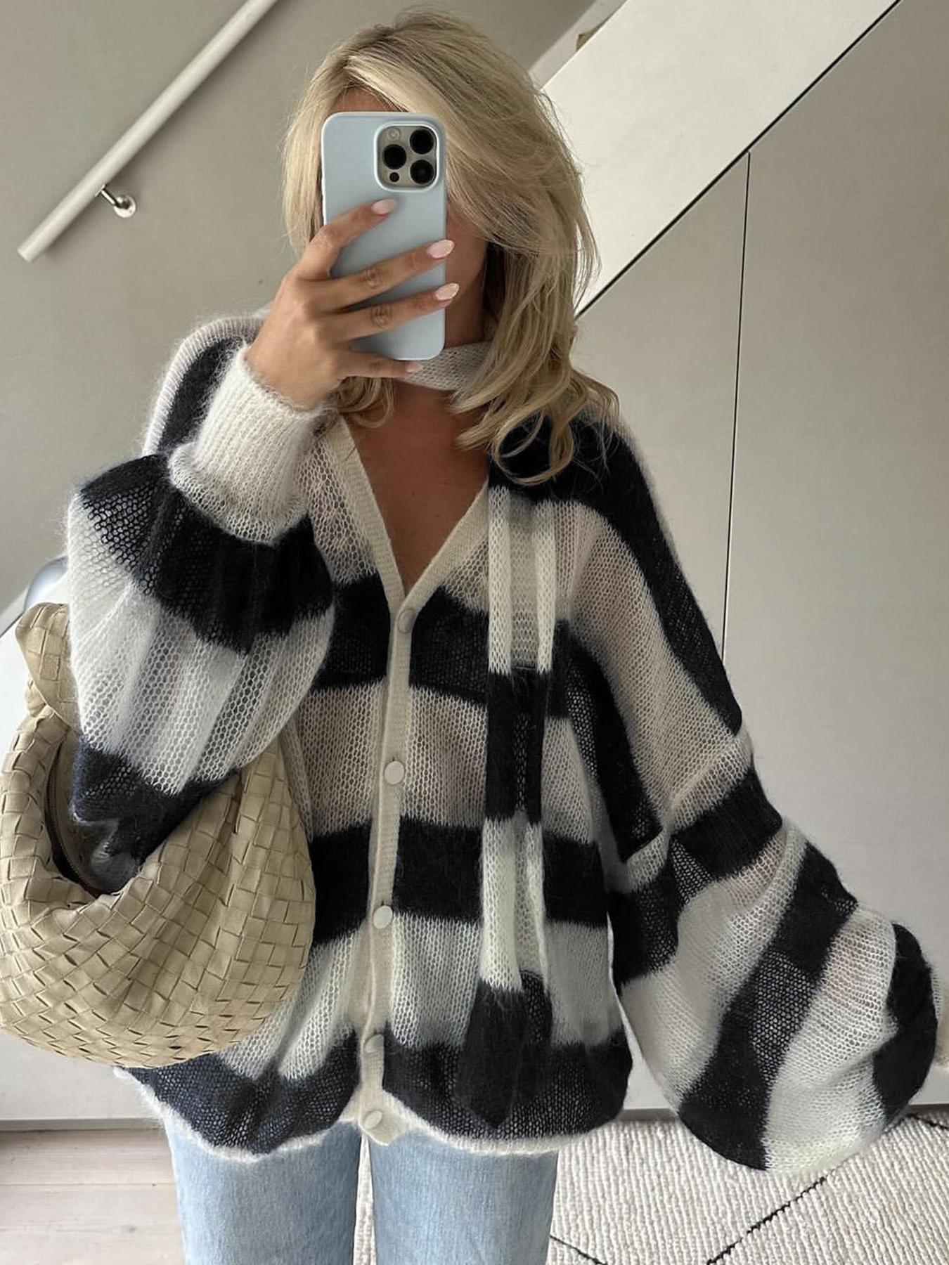 Cardigan Ample à Rayures pour Femme 7