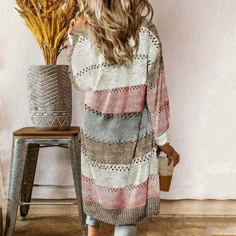 Cardigan Femme Décontracté à Rayures Moderne 1