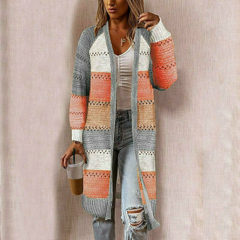 Cardigan Femme Décontracté à Rayures Moderne 2
