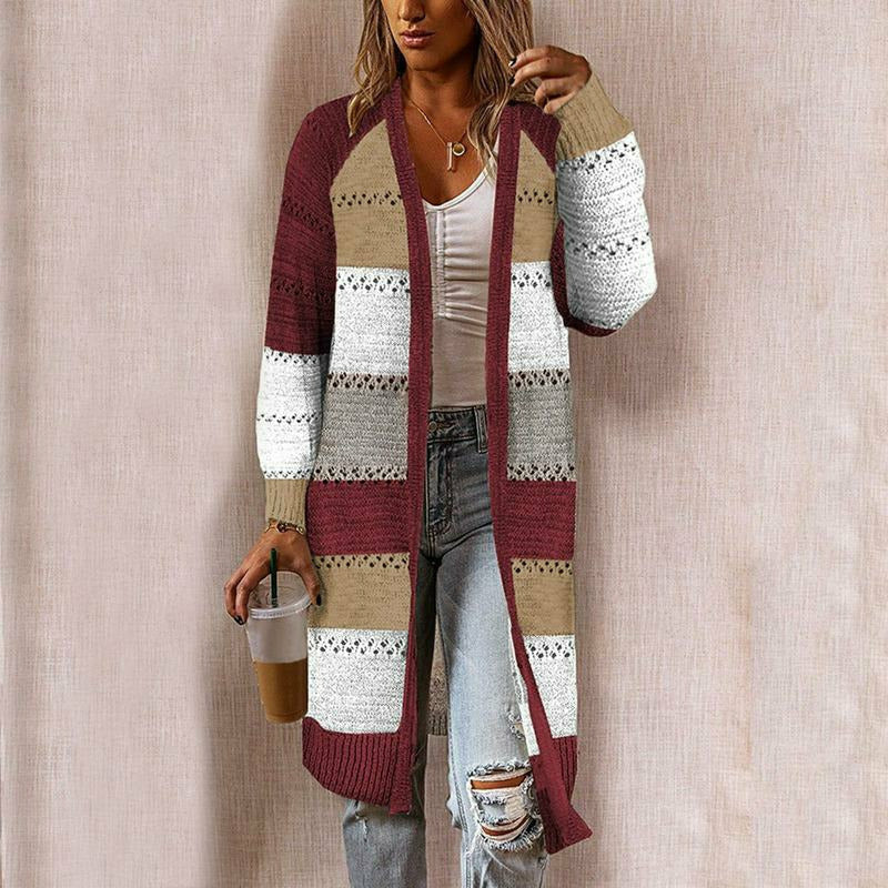 Cardigan Femme Décontracté à Rayures Moderne 3