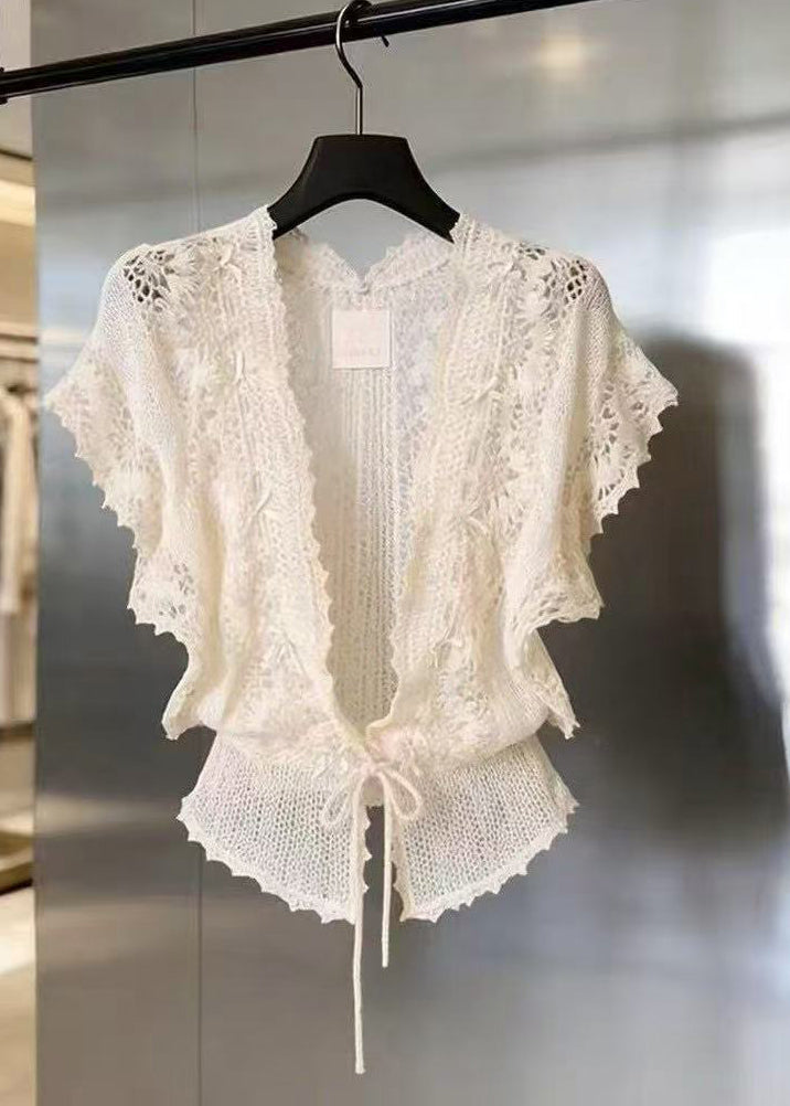 Cardigan Femme Dentelle Col en V 0