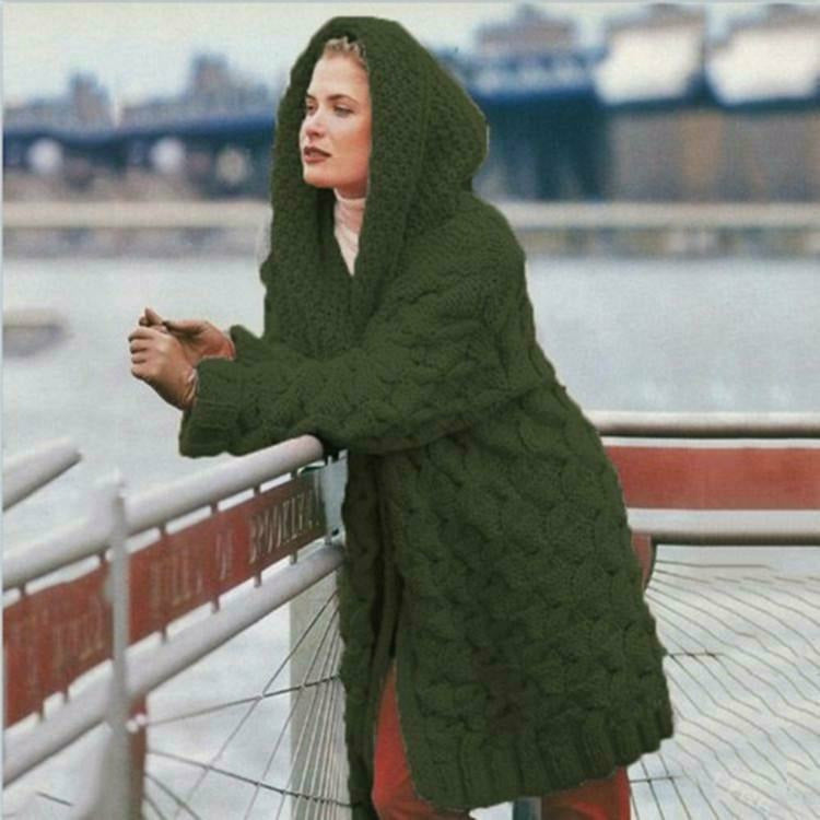 Cardigan Femme Long à Capuche Tendance 3