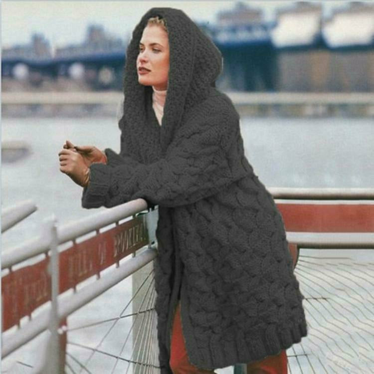 Cardigan Femme Long à Capuche Tendance 6