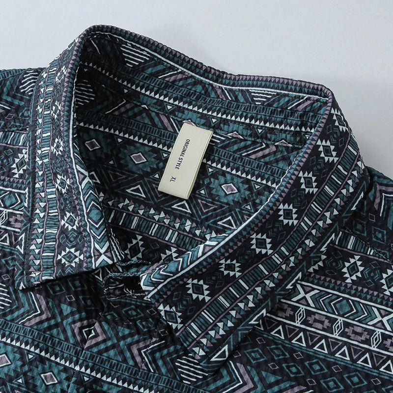 Chemise Homme Imprimée Vintage Confortable Tissu Doux 4