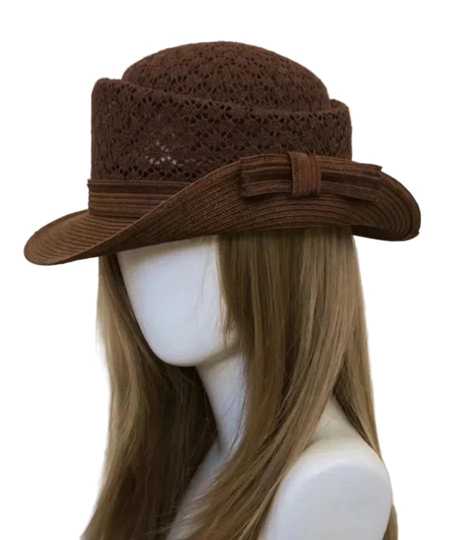 Chapeau Cloche Femme à Bord Roulé avec Nœud Papillon 0
