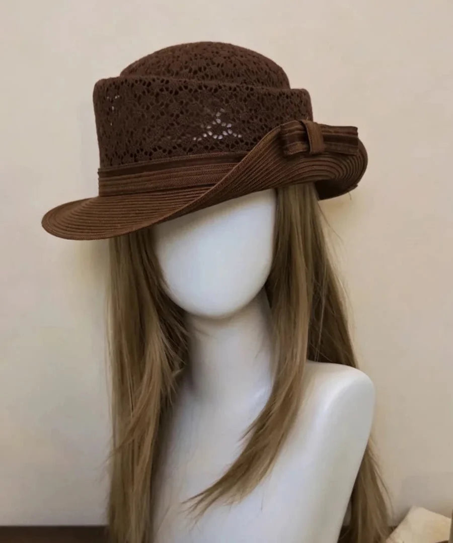 Chapeau Cloche Femme à Bord Roulé avec Nœud Papillon 1