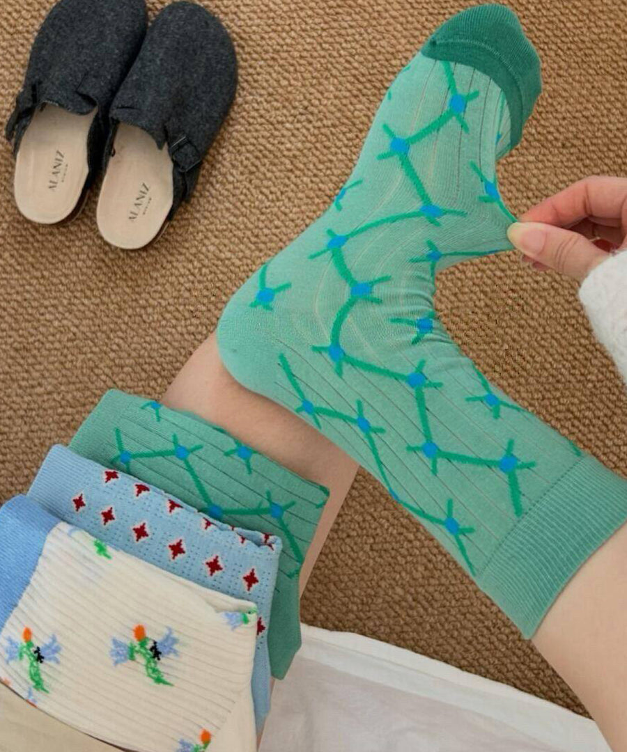 Chaussettes Mi-Mollet Homme Design Contrasté Moderne 4