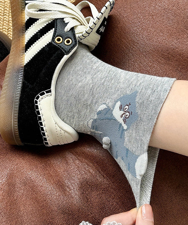 Chaussettes mi-hautes pour femmes style japonais avec motif chat 2