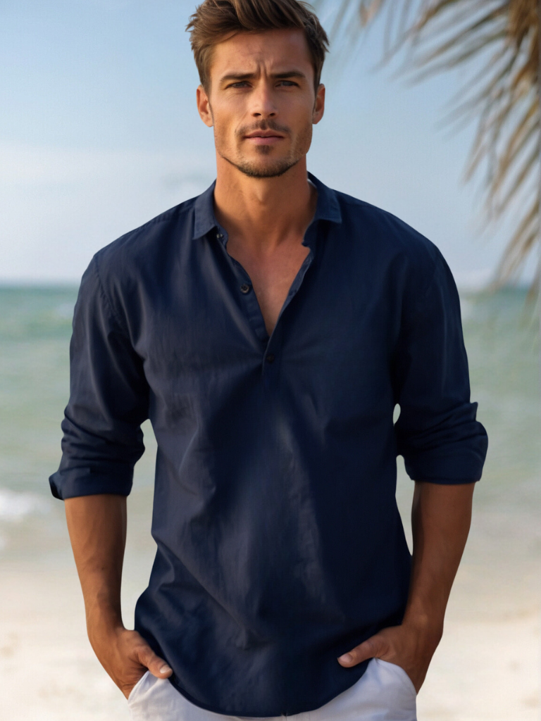 Chemise Décontractée à Col Ouvert pour Hommes 1